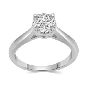 Fifth and Fine 1/2Cttw to 1.00Cttw Natural Diamond Cluster Solitaire Ring Set in Sterling Silver (6, .50)