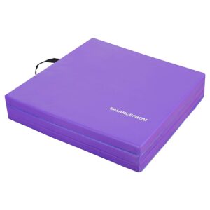 Signature Fitness Three Fold Folding Exercise Mat with Carrying Handles for MMA, Gymnastics and Home Gym Protective Flooring, 1.5-Inch Thick, Purple