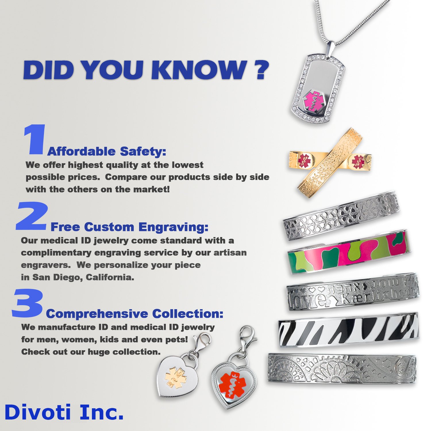 Divoti Ridged & Ridged Rolo Stainless Steel Interchangeable Medical Alert Replacement Bracelet for Women -6.5"