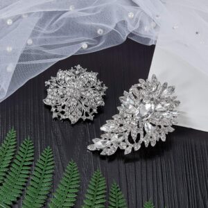 Geyoga 4 Pcs Women's Rhinestone Brooches Set Flower Crystal Brooches Pins Vintage Wedding Brooches for Banquet Wedding Graduation Daily Jewelry Supplies