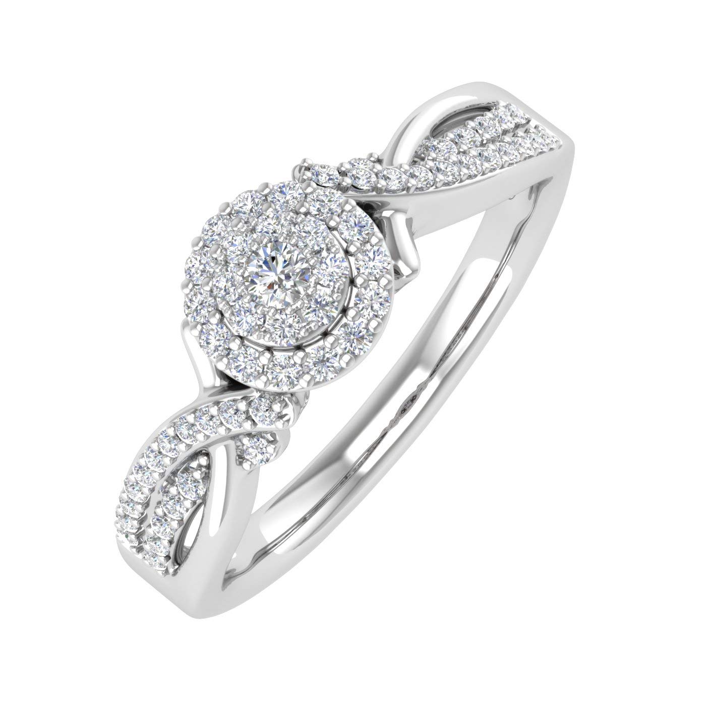 1/4 Carat Round Diamond Engagement Ring in 10K White Gold (Ring Size 7)