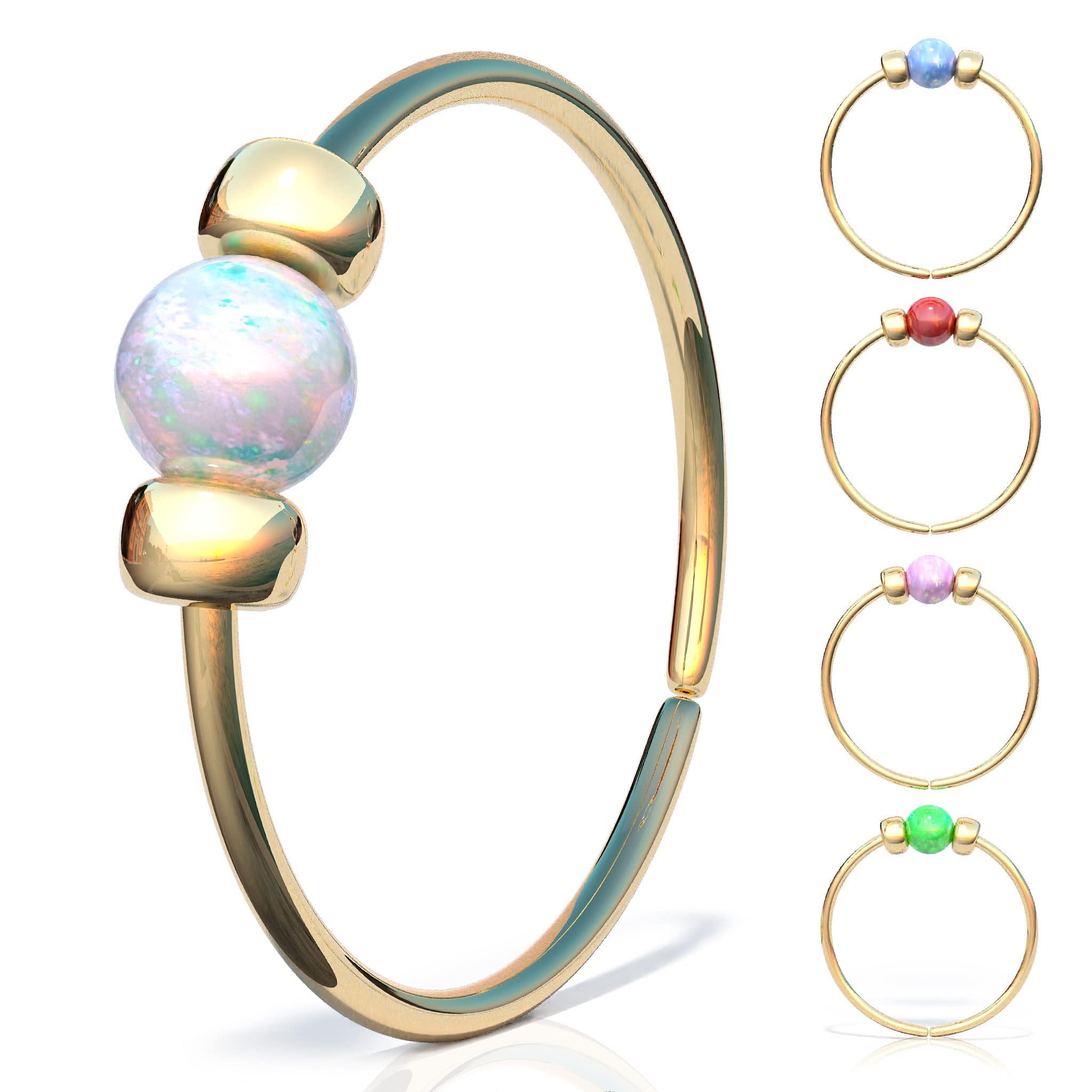 Thin 14k Gold Filled Tiny Nose Ring Hoop - 2 mm White Opal piercing Nose Hoop - 24 gauge very Thin Nose Hoop Tiny Piercings Nose Rings hoop - Opal nose rings