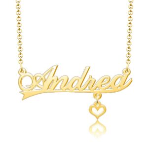 sexymandala personalized name necklace custom name plate necklace gold love heart sterling silver pendant necklace gift for women