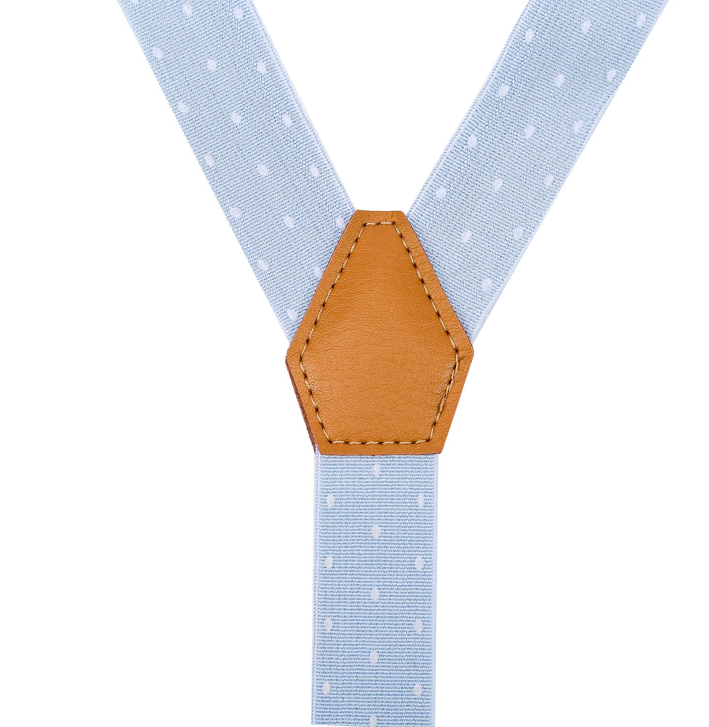 CEAJOO Little Boys' Suspenders and Bow Tie Set Adjustable with Round Metal Clips 30" Blue White Polka Dot