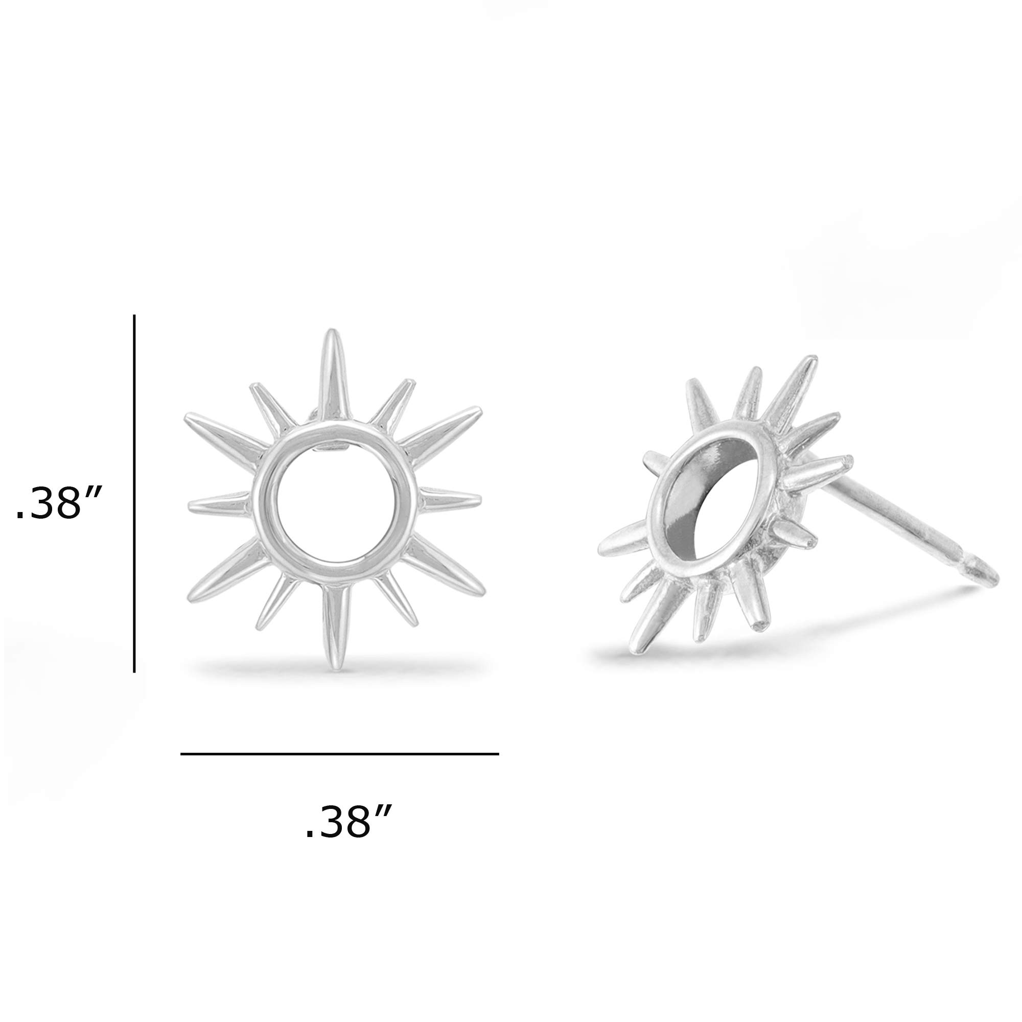 Boma Jewelry Sterling Silver Sunburst Sun Open Circle Stud Earrings