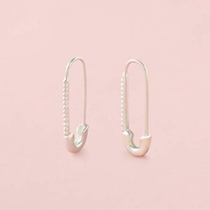 Boma Jewelry Sterling Silver Safety Pin Hoop Earrings (Silver)