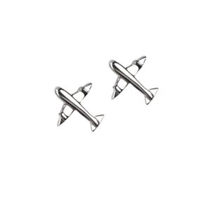 Tiny Airplane Stud Earrings Cute Aircraft Frog Fox Giraffe Earrings for Women Men-Airplane