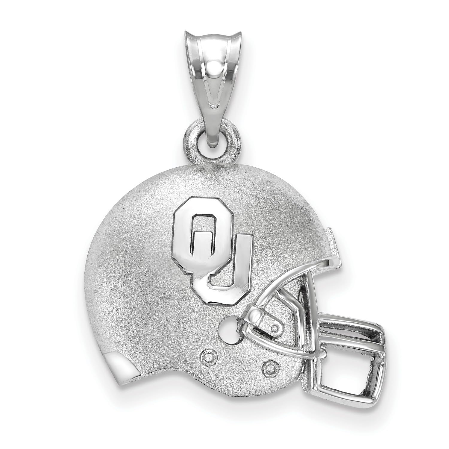 Jewelry Stores Network University of Oklahoma Sooners School Letters on Football Helmet Pendant in Sterling Silver 16 mm x 20 mm