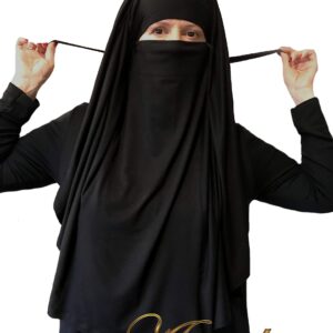 AMAL Niqab Muslim Nikab Women Burka Overhead Jilbab Long Hijab Abaya Khimar (Black)