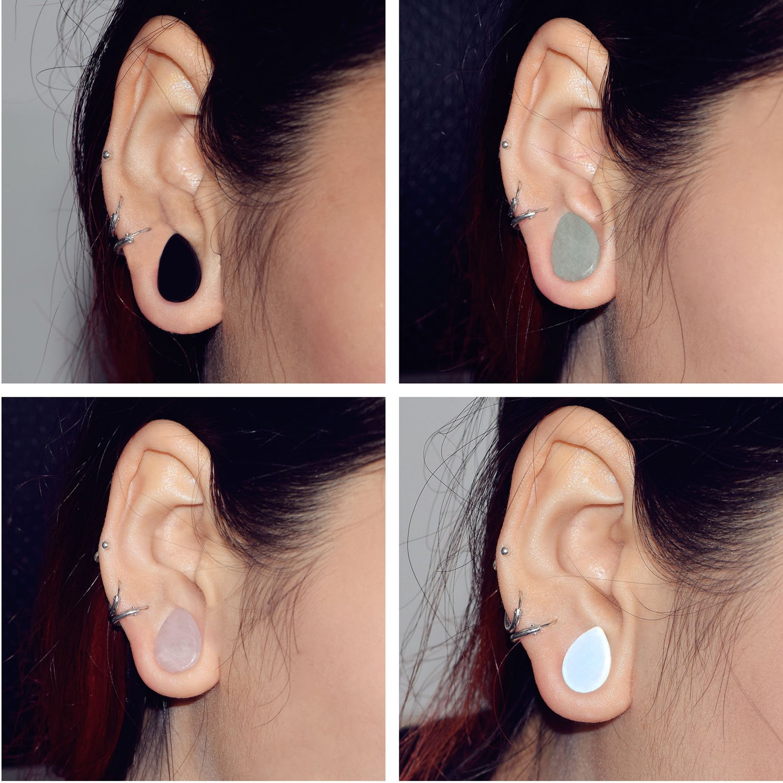 JOYTOYOU 8Pcs 00g Teardrop Ear Gauge Plugs Tunnels Saddle Expander Piercing Jewelry