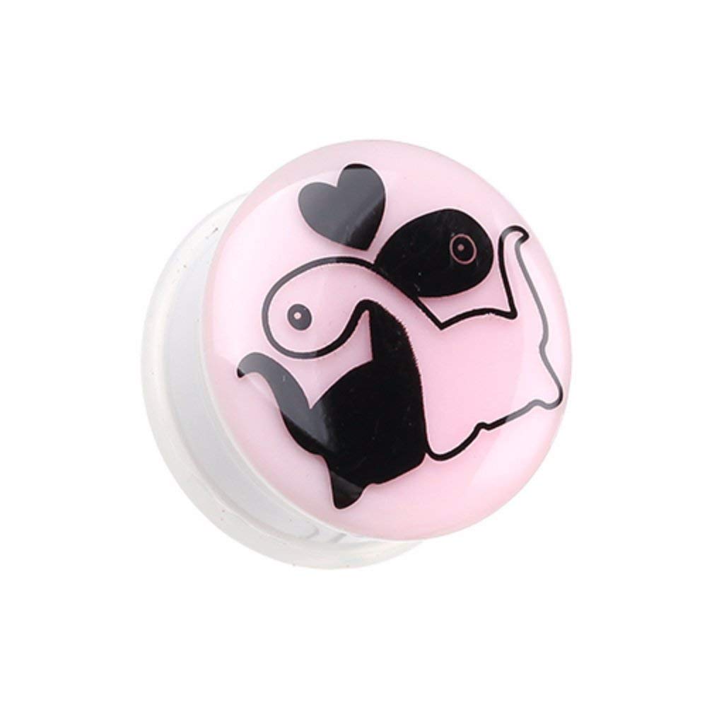 Glow in The Dark Dino Love Single Flared Ear Gauge Plug (1" (25mm))