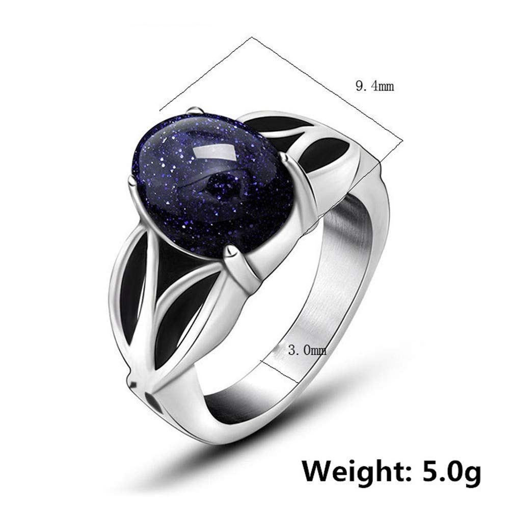 PAMTIER Unisex Stainless Steel Silver Plated Cool Dragon Claw Oval CZ Gem Stone Couples Ring Vintage Gothic Biker Wedding Band Blue Size 5