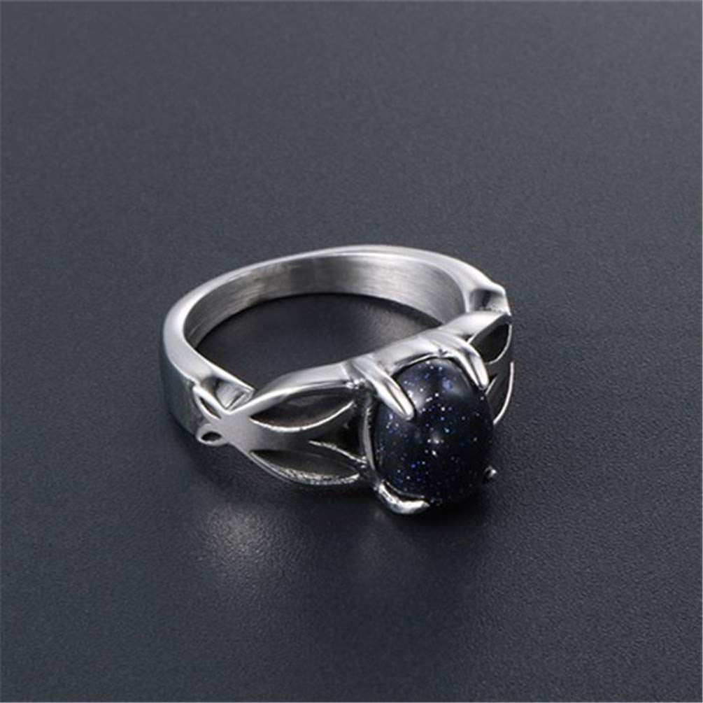 PAMTIER Unisex Stainless Steel Silver Plated Cool Dragon Claw Oval CZ Gem Stone Couples Ring Vintage Gothic Biker Wedding Band Blue Size 5