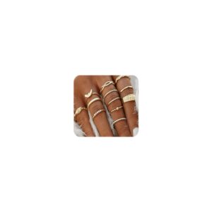 BERYUAN Rings Crystal Rings for Women Rings Gold Rings Womens Rings Cute Rings Stackable Rings Set（12Pcs(Rings Size 4.5,5,6,7,7.5)