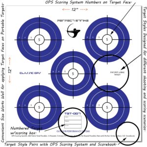 Perfect Strike ARCHERY System Targets. Classic OPS No. 007. Five Spot Targets. Heavy Paper Practice Targets. Great for improving Accuracy. 12" x 12". (24 Targets.)