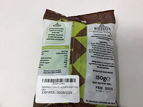 Original Bonds London Chocolate Limes Bag Lime Flavored Boiled Sweets With A Chocolate Centre Imported From The UK England A Classic Sweetshop Favorite British Candy