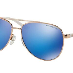 Michael Kors MK5007 HVAR Aviator 104525 59M Rose Gold White/Blue Mirror Sunglasses For Women + BUNDLE with Designer iWear Eyewear Kit