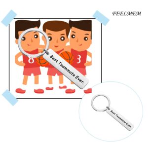 FEELMEM Teammate Gift Team Player Gift Sports Gifts Best Teammate Ever Keychain Football Basketball Baseball Swimming Soccer Team Gift Teammate Keyring Gift (silver)