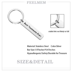 FEELMEM Teammate Gift Team Player Gift Sports Gifts Best Teammate Ever Keychain Football Basketball Baseball Swimming Soccer Team Gift Teammate Keyring Gift (silver)