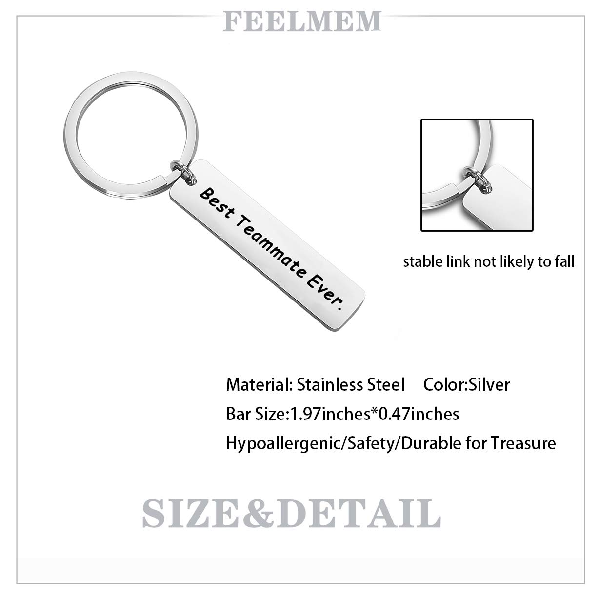 FEELMEM Teammate Gift Team Player Gift Sports Gifts Best Teammate Ever Keychain Football Basketball Baseball Swimming Soccer Team Gift Teammate Keyring Gift (silver)