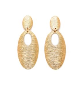 women oversize geometric, tear drop, hammered statement metal clip on earring many styles (style b/gold)