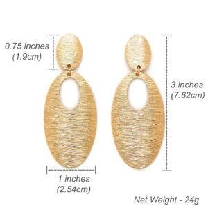 Women Oversize Geometric, Tear Drop, Hammered Statement Metal Clip on Earring Many Styles (Style B/Gold)