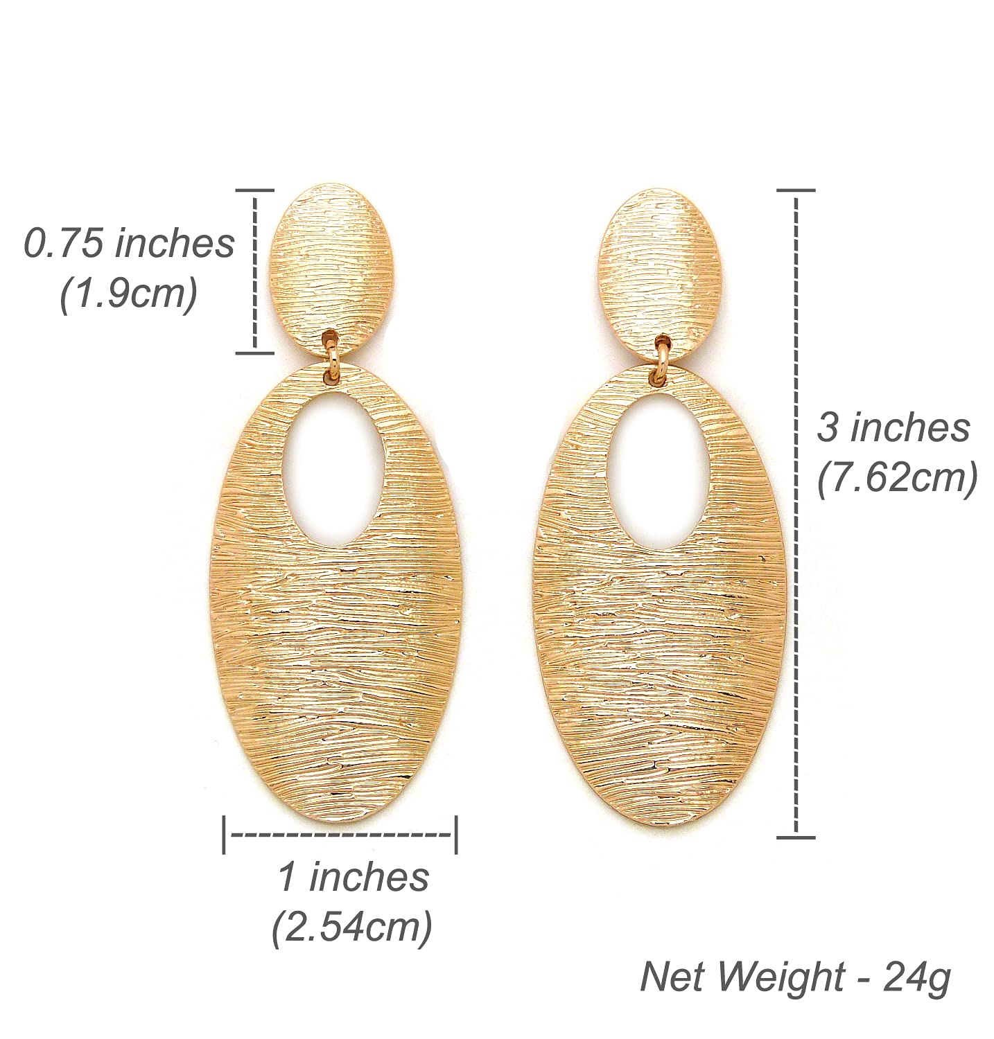 Women Oversize Geometric, Tear Drop, Hammered Statement Metal Clip on Earring Many Styles (Style B/Gold)