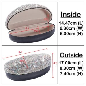 XianghuangTechnology Hard Shell Sunglasses Case,Bling Crystal Rhinestone Large Eyeglass Case Fits Most Sunglasses (White)