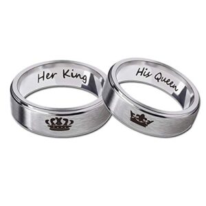 HUASAI 4Pcs Crown Tungsten Rings Set for Couples King Queen Promise Wedding Engagement Jewelry (7)