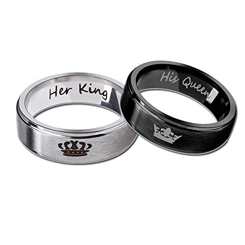 HUASAI 4Pcs Crown Tungsten Rings Set for Couples King Queen Promise Wedding Engagement Jewelry (7)