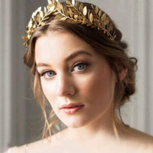 Chargances Goddess Leaf Headband Costumes Gold Leaf Branch Hair Band Crown Bridal Wedding Headpiece Bohemia Leaf Hairpiece for Women and Girls (Rose Gold)