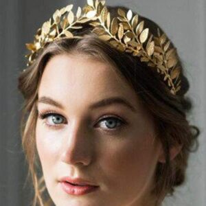 Chargances Bridal Gold Leaf Crown Headband Bridal Tiara Gold Leaf headpiece for Wedding Prom Festival Bridesmaid Hair Accessoriecs(Gold)