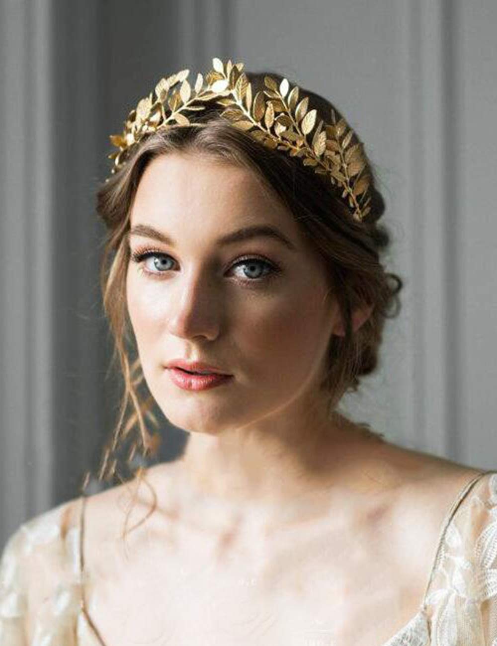 Chargances Bridal Gold Leaf Crown Headband Bridal Tiara Gold Leaf headpiece for Wedding Prom Festival Bridesmaid Hair Accessoriecs(Gold)