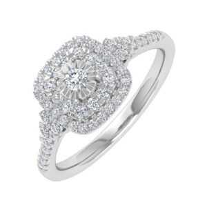 1/3 carat cushion cut halo diamond engagement ring in 10k white gold (ring size 7)