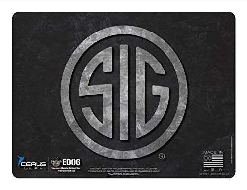 EDOG SIG Logo Gun Cleaning Mat - Schematic (Exploded View) Diagram Compatible with Sig Sauer Logo Series Pistol 3 mm Padded Pad Protect Your Firearm Magazines Bench Surfaces Gun Oil Solvent Resistant