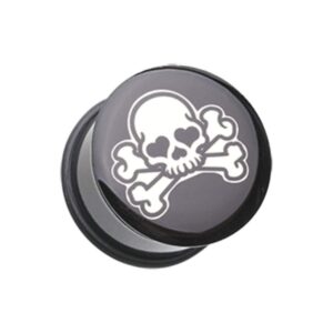 covet jewelry pirate emo skull single flared ear gauge plug (2 ga (6.5mm))