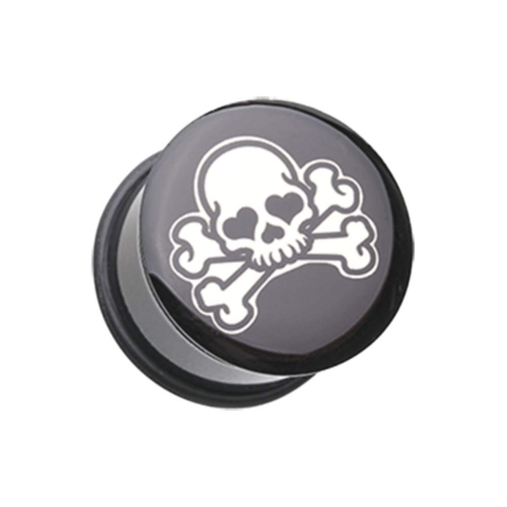 Covet Jewelry Pirate Emo Skull Single Flared Ear Gauge Plug (2 GA (6.5mm))