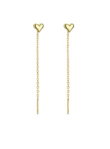 reffeer 925 sterling silver tiny cute heart dangle earrings chain for women teens heart threader earrings tassel (b-gold)