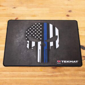 TekMat Thin Blue Line Punisher Police Support Ultra Premium Gun Cleaning Mat, Black, 15" x 20"