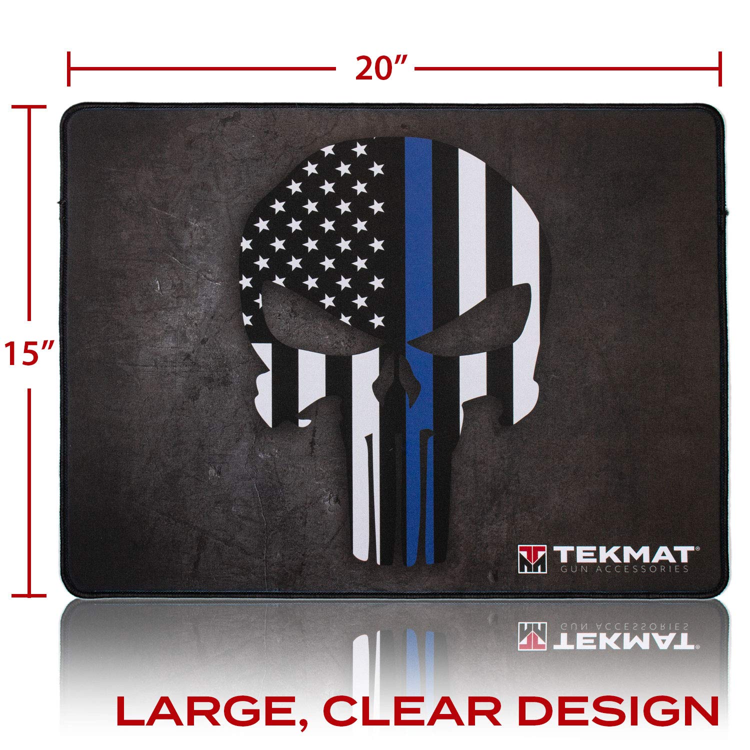 TekMat Thin Blue Line Punisher Police Support Ultra Premium Gun Cleaning Mat, Black, 15" x 20"