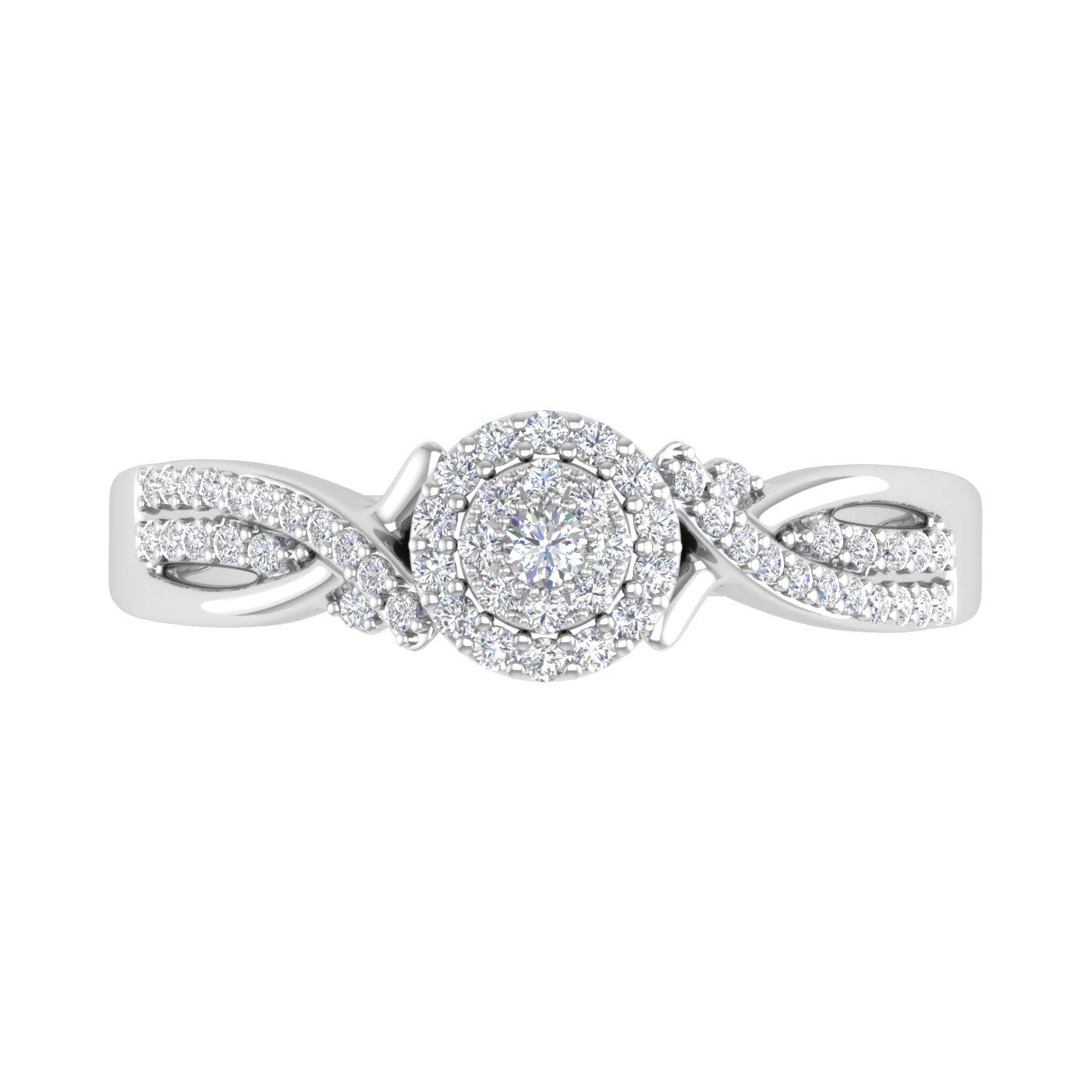 1/4 Carat Round Diamond Engagement Ring in 10K White Gold (Ring Size 6)