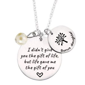 stepdaughter gift - i didn't give you the gift of life but life gave me the gift of you - family tree pendant necklace step daughter gifts from stepmom or stepdad