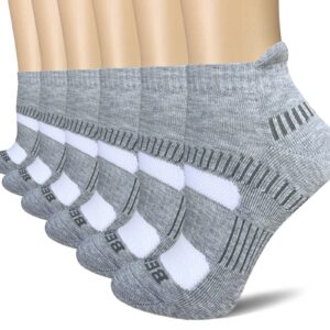 BERING Women's Performance Athletic Ankle Running Socks, Size 6-9, Grey, 6 Pairs