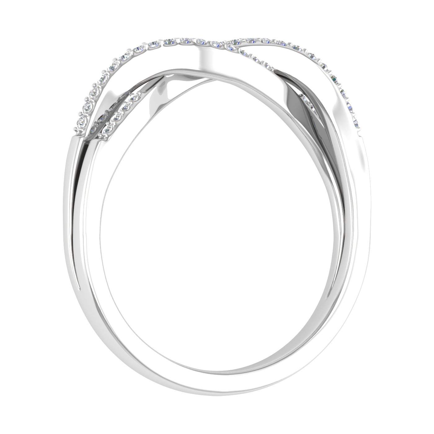 10K White Gold Diamond Twisted Wedding Band Ring (0.13 Carat) (Ring Size 6) (I1-I2 Clarity)