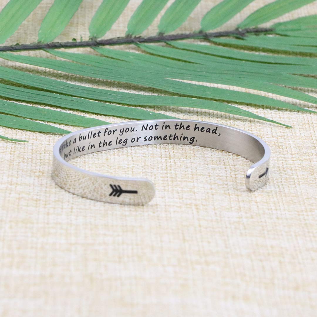 JoycuFF Funny Gift for Best Friend BFF Cuff Engraved Bangle Inspirational Mantra Bracelet Personalized Birthday Jewelry