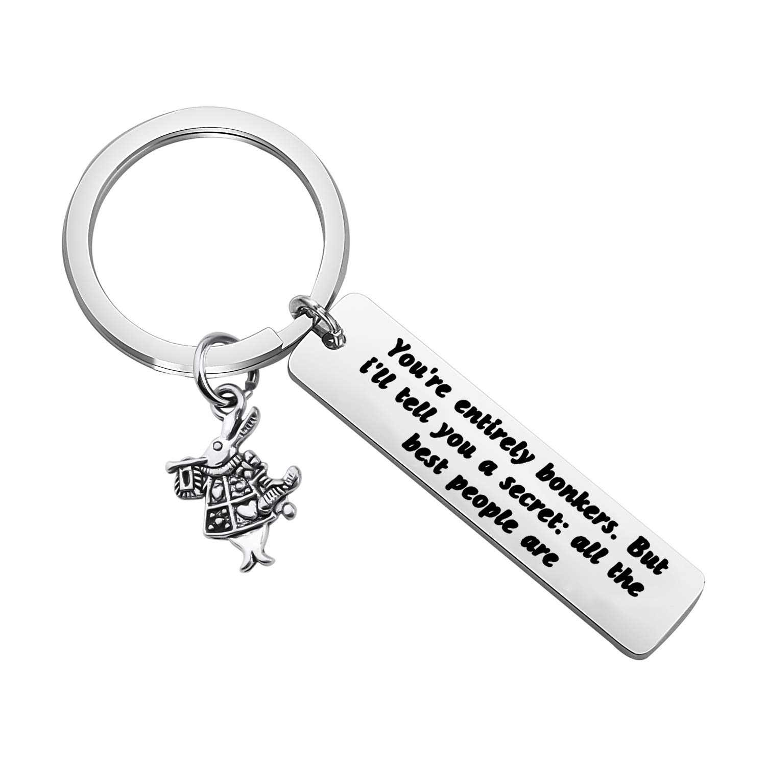 FOTAP You're Entirely Bonkers Keychain Alice Inspire Gift Mad Hatter Jewelry