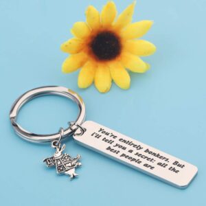 FOTAP You're Entirely Bonkers Keychain Alice Inspire Gift Mad Hatter Jewelry