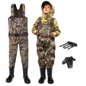 hisea kids chest waders for toddler & children neoprene youth duck hunting waders for kids boys girls with insulated boots