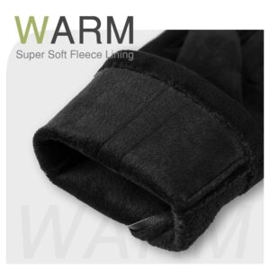 Alepo Womens Winter Warm Gloves, Contrast Color Design Touchscreen Texting Fleece Lined Windproof Driving Gloves Hand Warmer (Black-M)