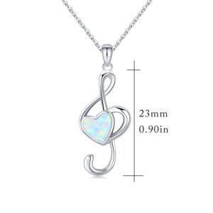 CHENGHONG Music Gifts Music Note Necklace 925 Sterling Silver Opal Musical Necklace Treble Clef Music Jewelry Gifts for Music Lovers Women